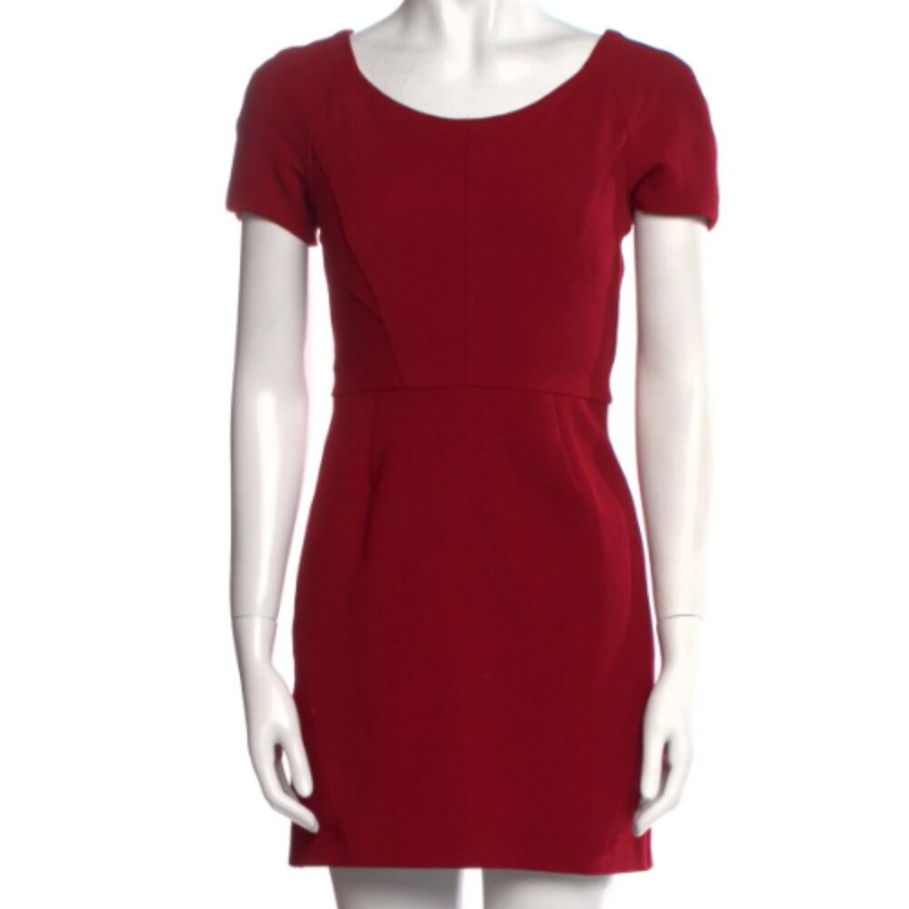The Kooples Short Sleeve Mini Burgundy Red Dress Polyester Size 4 NWOT